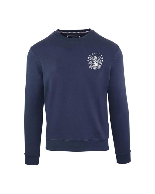 Aquascutum Baumwoll-sweatshirt mit gerippten bündchen in Blue für Herren