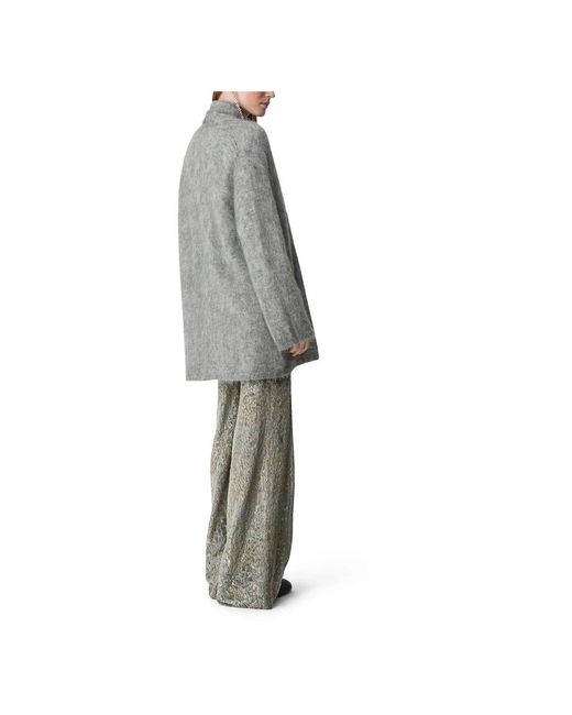 Forte_forte Truien & Vesten ,Grijs ,Geborsteld Mohair Oversized Cardigan Met Sjaal in het Gray