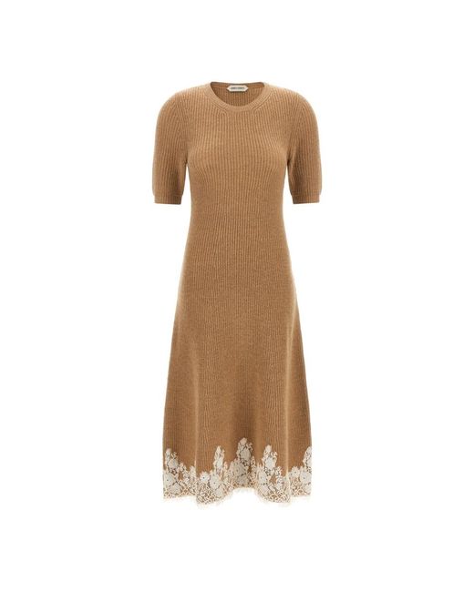 Alberta Ferretti Natural Knitted Dresses