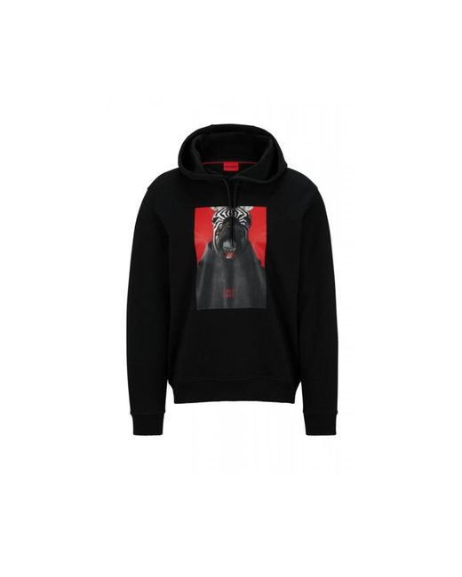 HUGO Hoodies & Sweatvesten ,Zwart ,Katoen in het Black voor heren