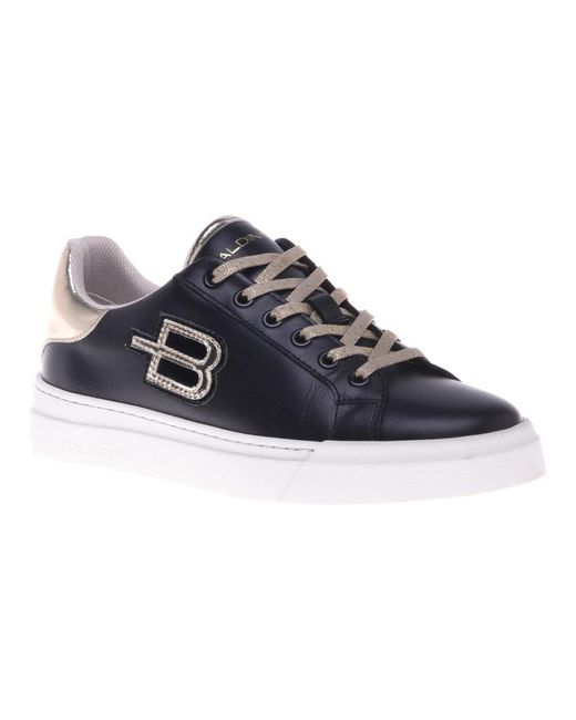 Sneaker in black and gold calfskin Baldinini de color Blue