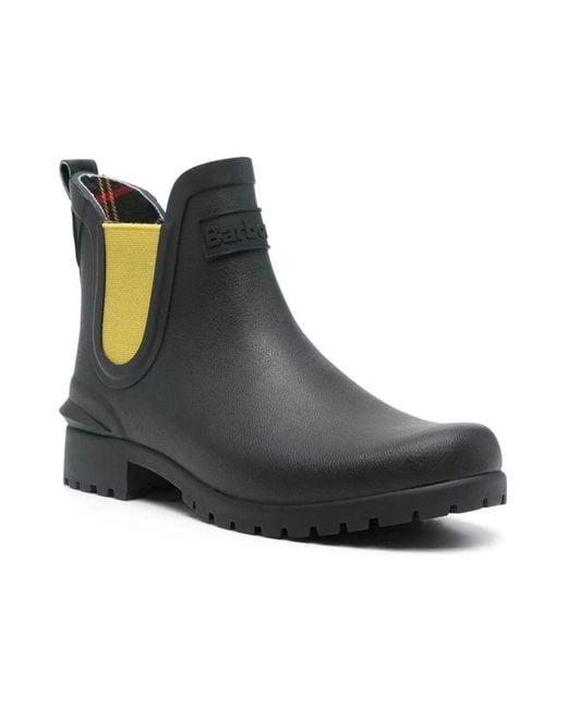 Barbour Blue Schwarze Hohe Regenstiefel Mit Kunstfellfutter