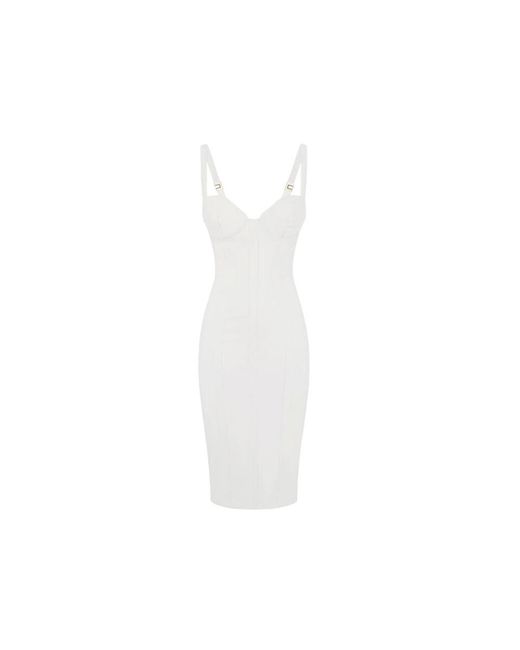 Elisabetta Franchi White Sleeveless Midi Dress