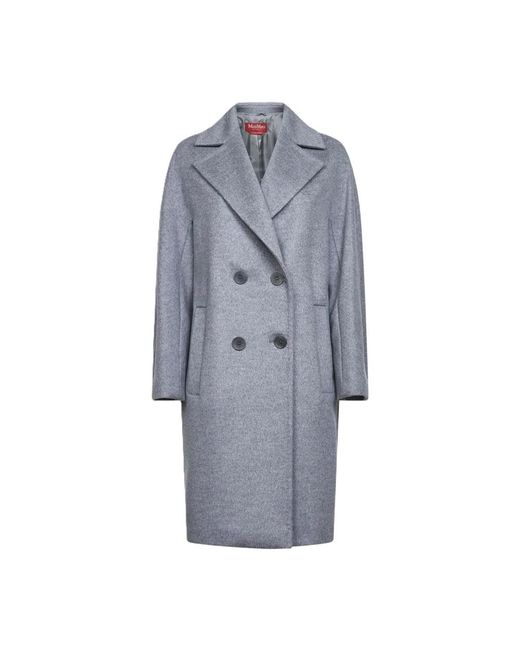 Max Mara Blue Double-Breasted Coats