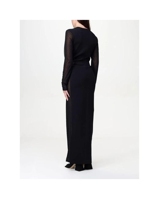 Stella McCartney Elegante Maxi-Jurk Met Transparant Juk in het Blue