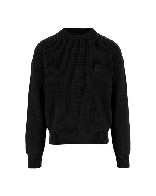 Giorgio Armani Black Round-Neck Knitwear for men
