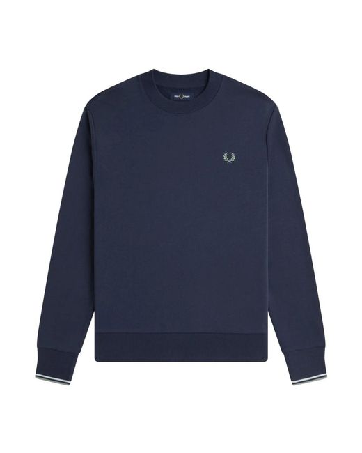 Fred Perry Hoodies & Sweatvesten ,Blauw ,Katoen Klassieke Katoenen Sweatshirt Met Laurierborduursel in het Blue voor heren