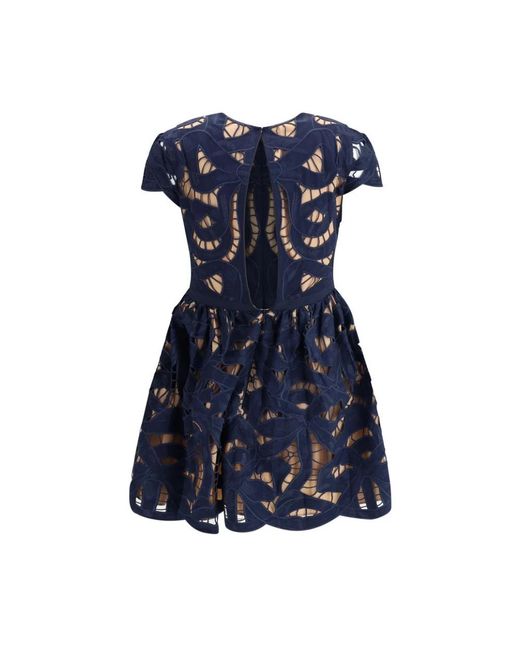 Self-Portrait Blue Besticktes Kurzes Kleid Mit Applikationsschleifen