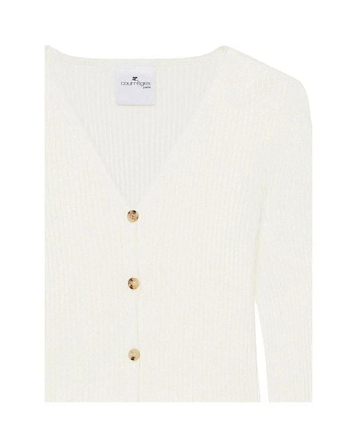 Courreges Truien & Vesten ,Wit ,Witte Logo V-Hals Trui in het White