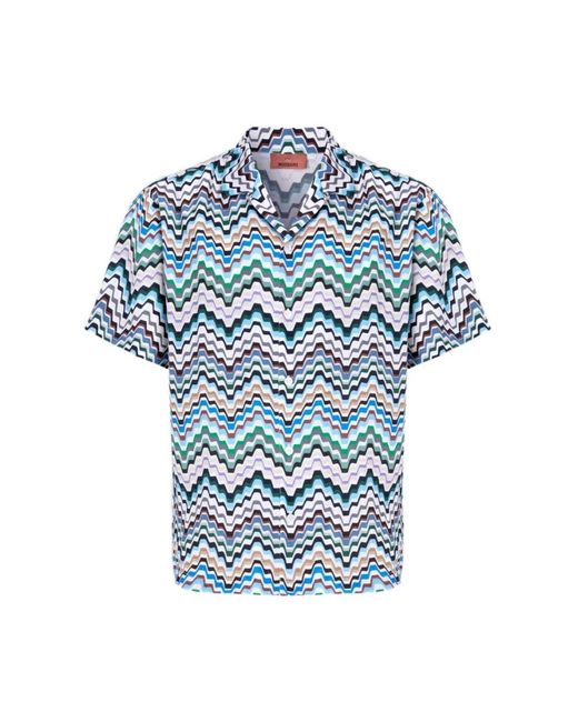 Missoni Blue Short Sleeve Shirts for men