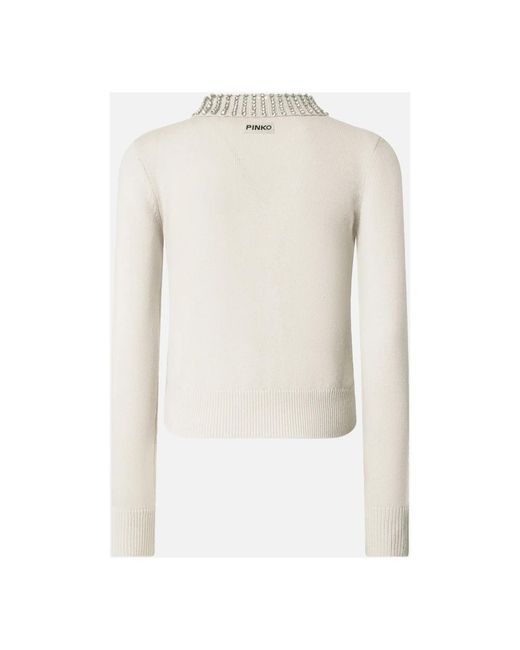 Pinko White Langärmeliger Strick Mit Polokragen