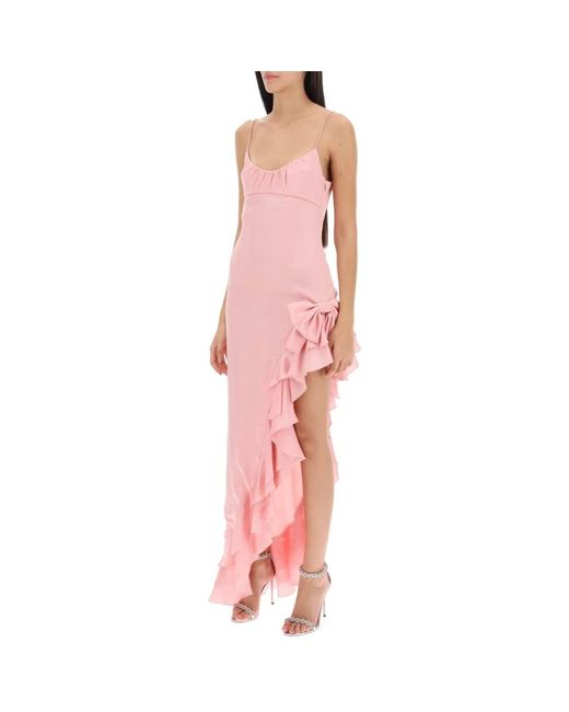Alessandra Rich Pink Asymmetrisches kleid mit rüschen