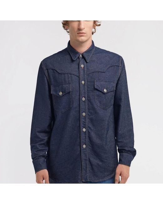 Roberto Cavalli Blue Denim Shirts for men