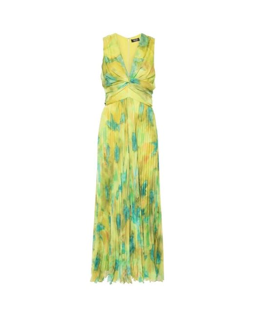 Liu Jo Green Long Jumpsuit With Tie-Dye Pattern And Ruches
