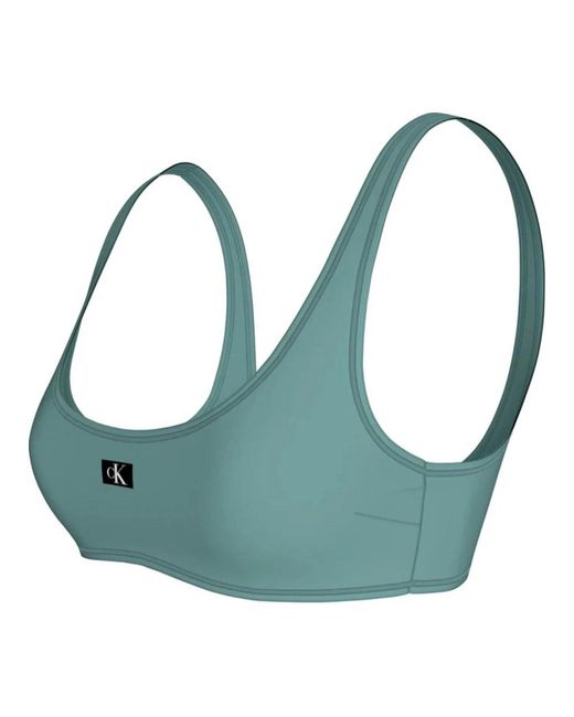 Calvin Klein Badmode ,Blauw ,Nylon Bralette Bikini Top Ronde Hals in het Green