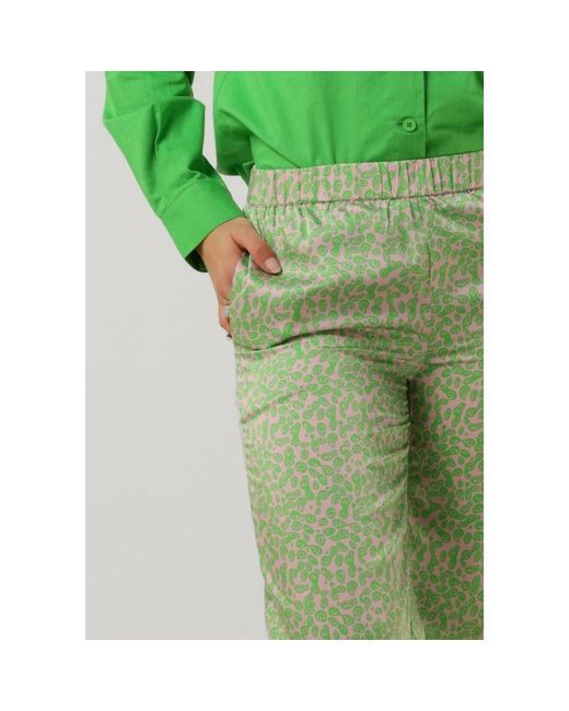 Modström Broeken ,Veelkleurig ,Polyester Clarke Print Broek in het Green