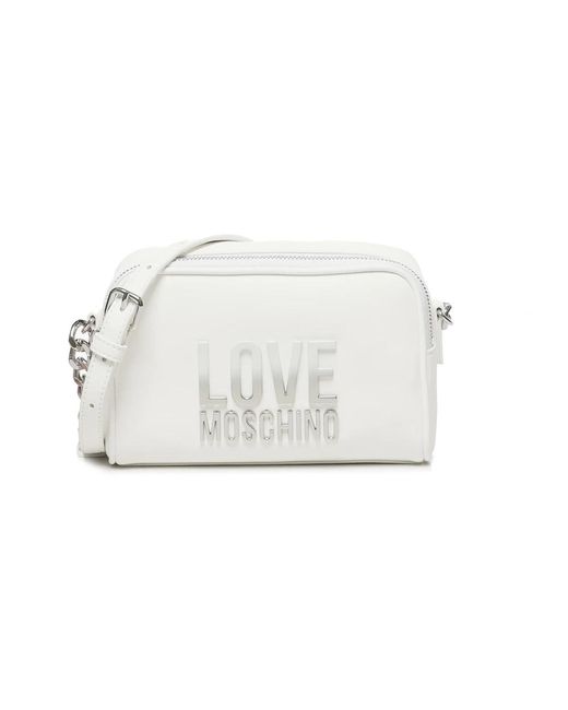 Love Moschino White Weiße Umhängetasche Mit Reißverschluss