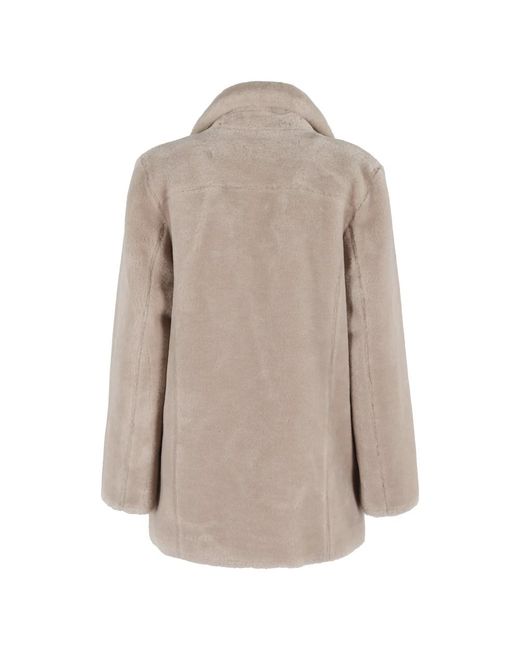 Urbancode Omkeerbare Shearling Jas Taupe Kleur in het Natural