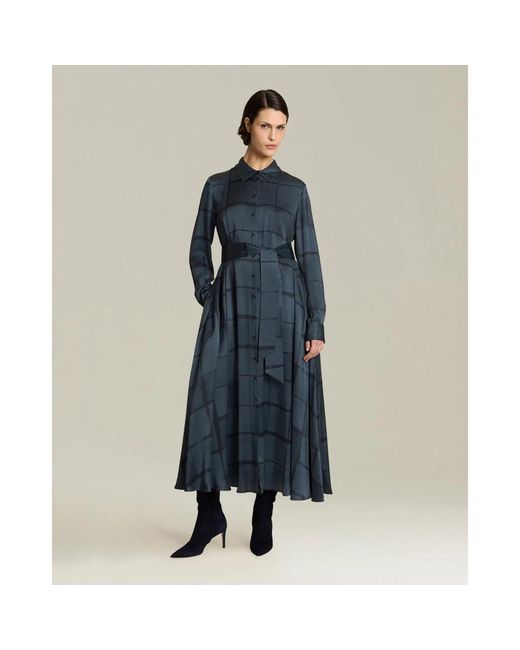 Kiton Kleedjes ,Grijs ,Zijden Avondjurk Met Geometrisch Patroon in het Blue
