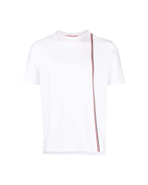 Thom Browne Weiße t-shirts und polos mit tricolor-detail in White für Herren