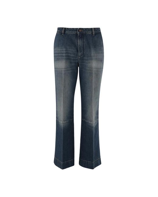 Victoria Beckham Blue Denim jeans mit gebügelten falten