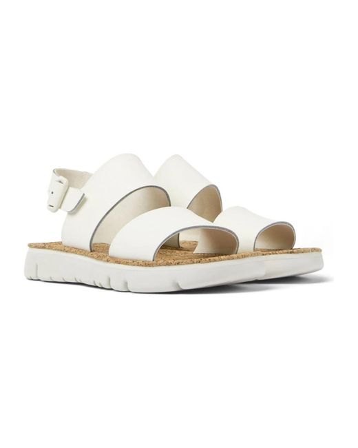 Camper White Flat Sandals