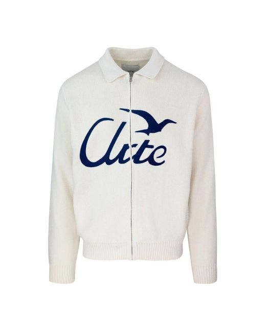 Arte' Lässige Passform Reißverschluss Hoodies Baumwollpullover in White für Herren