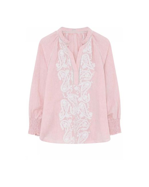 GUSTAV Pink Feminine bestickte bluse hemd