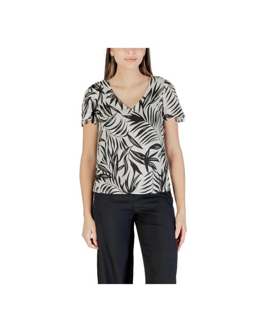 Vero Moda Overhemden ,Veelkleurig ,Bloemen V-Hals Korte Mouwen Blouse in het Black
