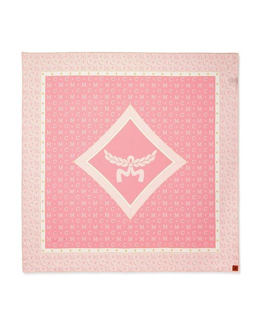 MCM Pink Halstuch Aus Bio-Seide Mit Monogramm