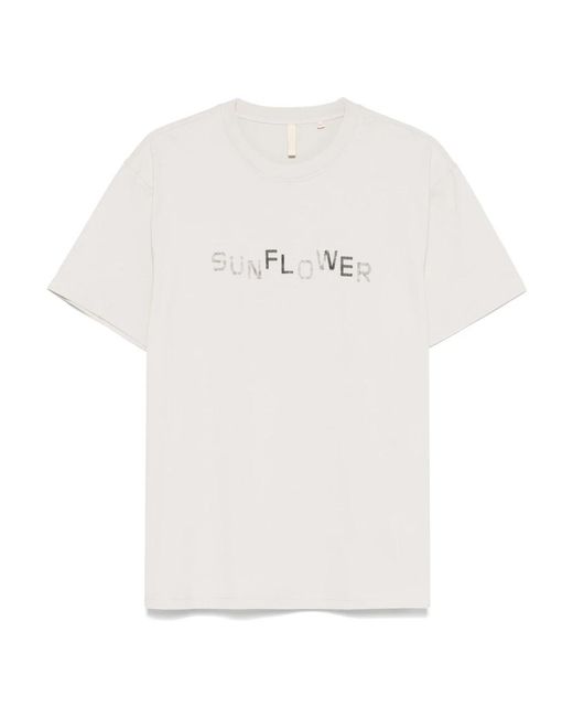 sunflower Tops ,Grijs ,Katoen Lichtgrijs Logo T-Shirt in het White voor heren