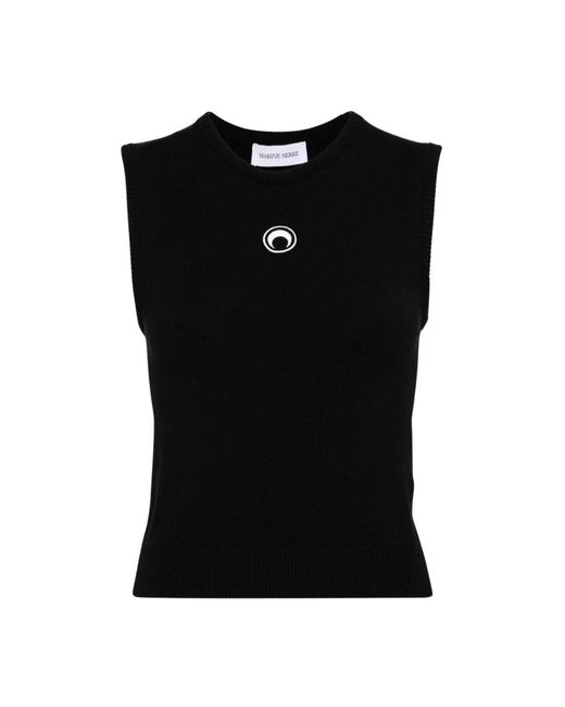 MARINE SERRE Black Sleeveless Tops