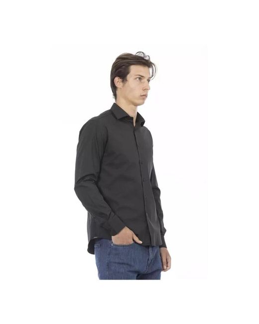 Baldinini Slim fit baumwollhemd mit knopfleiste in Black für Herren