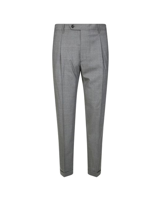 BERWICK 1707 Gray Slim-Fit Trousers for men