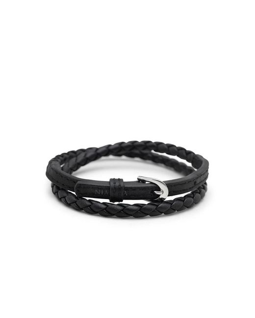 Nialaya Black Bracelets for men