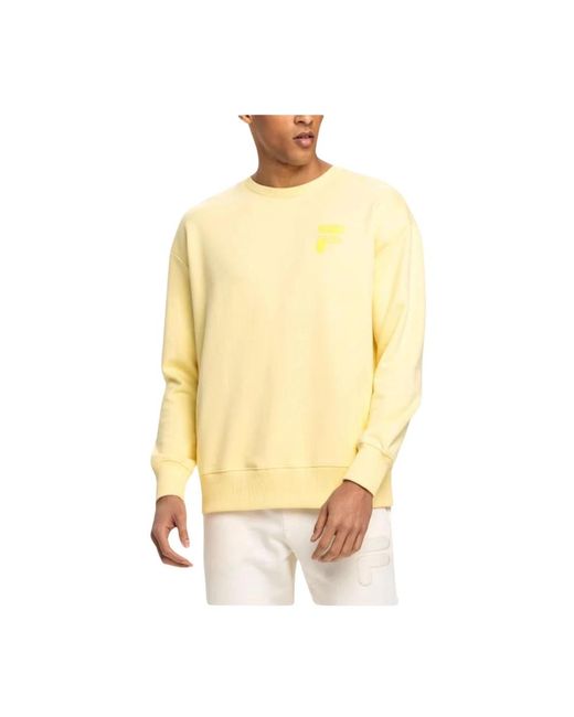 Fila Logo sweatshirt aus baumwolle in Yellow für Herren