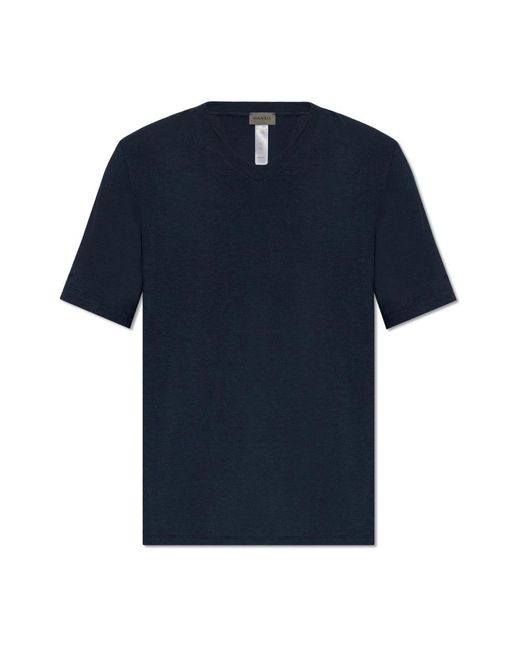Hanro Tops ,Blauw ,V-Hals T-Shirt in het Blue voor heren