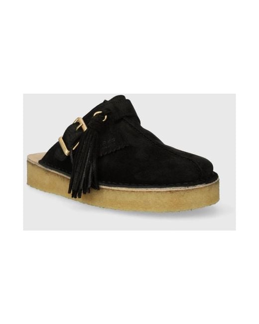 Clarks Black Sliders