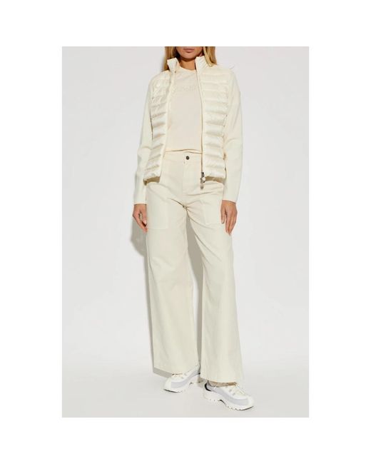 Moncler Jassen ,Wol Vest Met Een Voorkant Gevuld Met Dons in het White