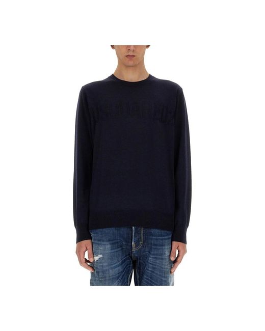DSquared² Rundhalspullover in Blue für Herren