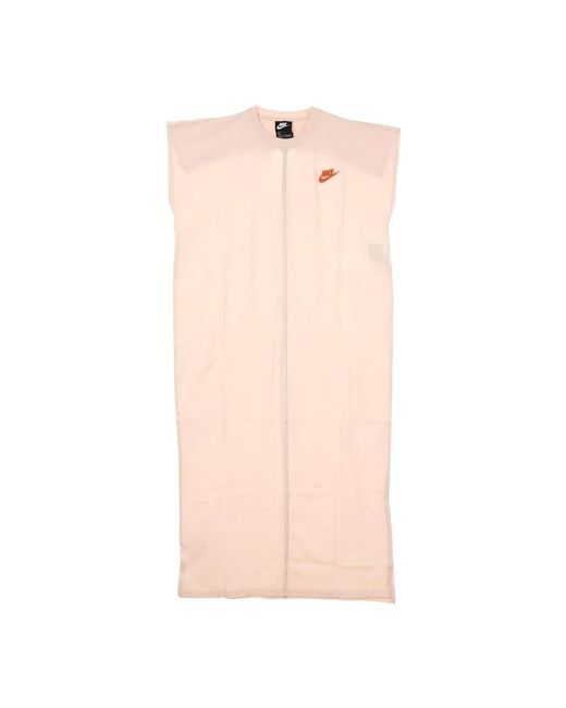 Nike Fitness ,Oranje ,Katoen Earth Day Jurk Van French Terry in het Pink
