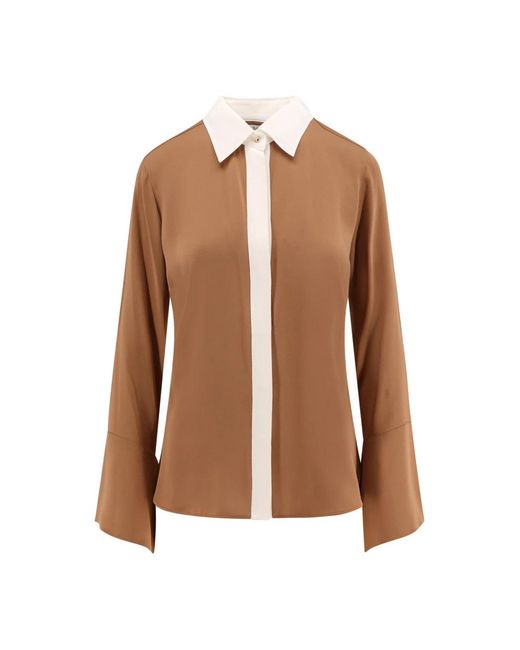 Max Mara Overhemden ,Bruin ,Zijden Blouse in het Brown