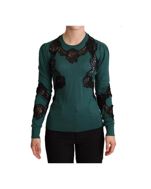 Dolce & Gabbana Green Round-Neck Knitwear