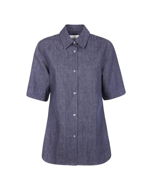 Studio Nicholson Overhemden ,Blauw ,Katoen Slim Fit Casual Overhemd in het Blue