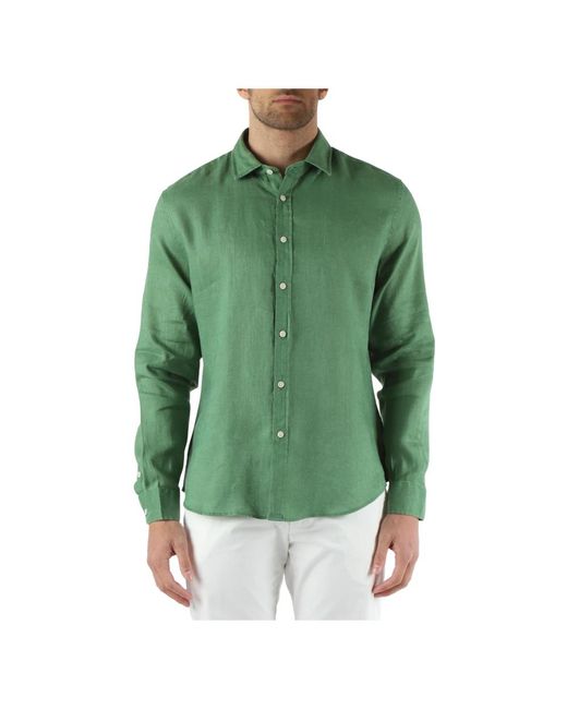 Camicia in lino con colletto classico di AT.P.CO in Green da Uomo