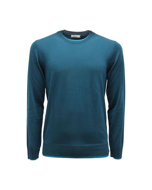 Paolo Pecora Wollpullover Grün Stilvolles Modell in Blue für Herren