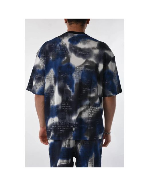 Armani Exchange Baumwoll-t-shirt mit allover-logo in Blue für Herren