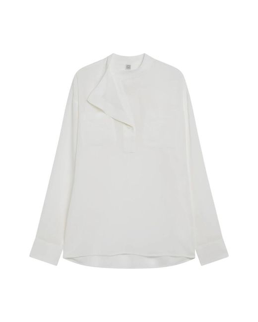 Totême  Overlapping Collar Blouse in het White
