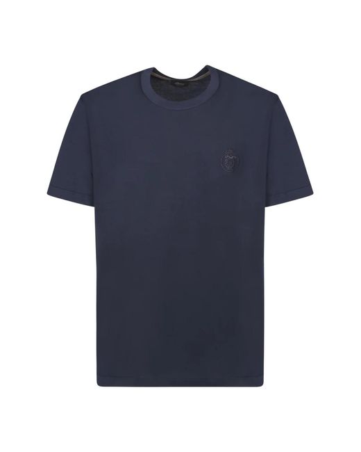 T-shirt blu in cotone manica corta di Brioni in Blue da Uomo