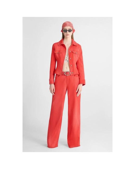 Ermanno Scervino Jassen ,Rood ,Denim Viscose Jas in het Red